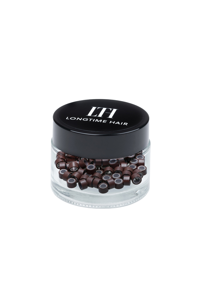 100 Micro rings with silicone BROWN