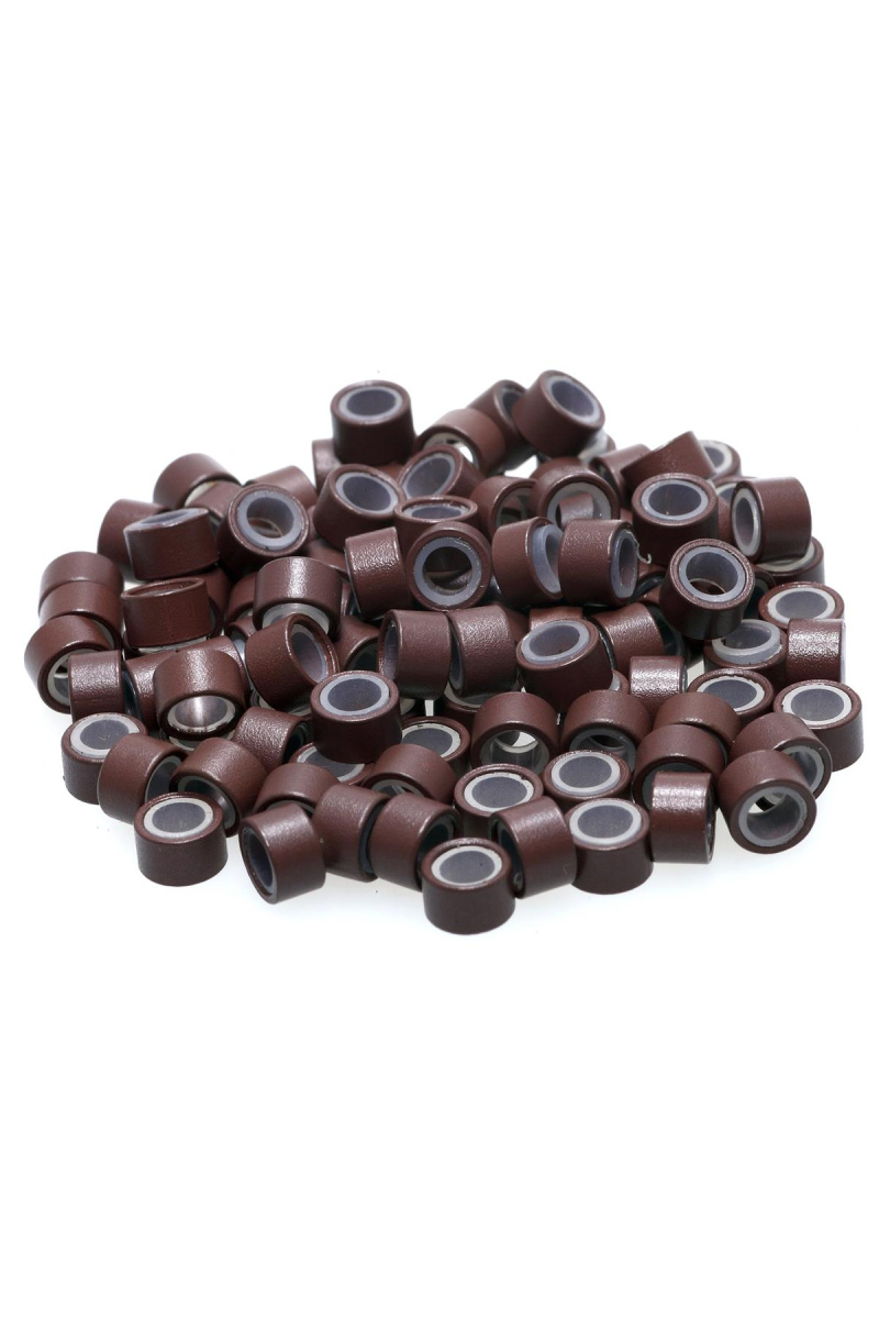 100 Micro rings with silicone BROWN